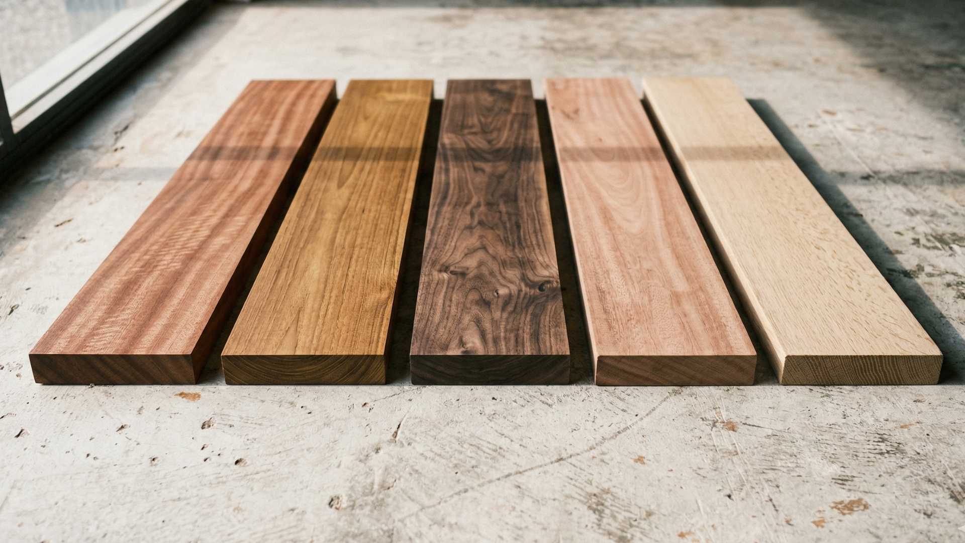 Best wood for Dubai climate displayed as a timber species selection