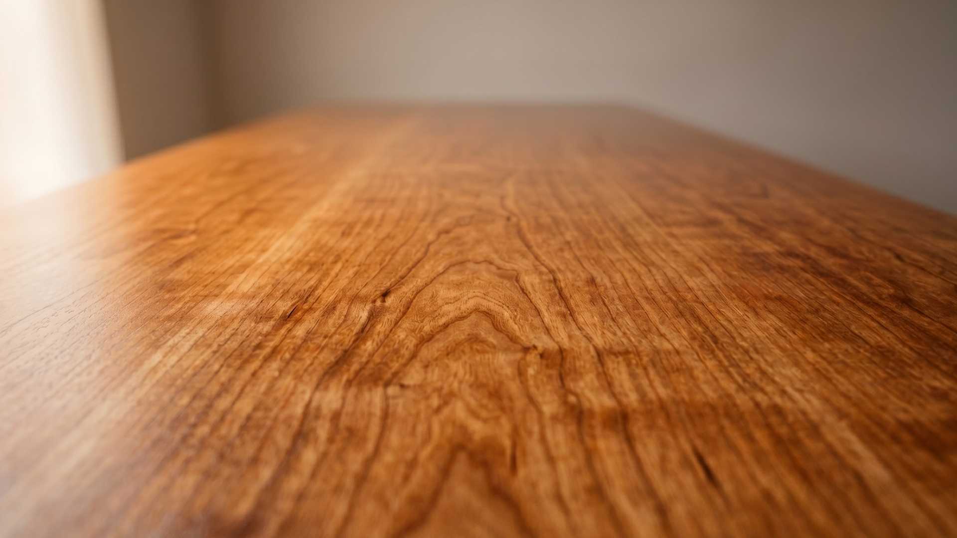 Aged cherry wood furniture panel showing deep reddish-brown patina