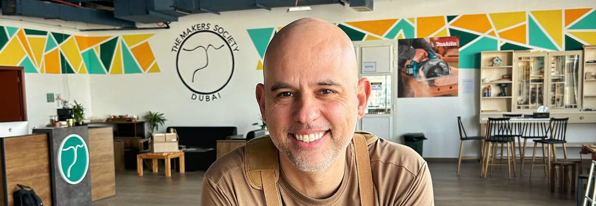 Luca Dal Molin, founder of The Makers Society woodworking workshop in Ras Al Khor, Dubai
