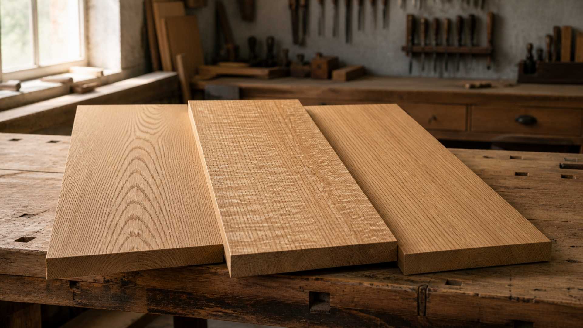 Wood movement explained on a wide solid timber workbench surface