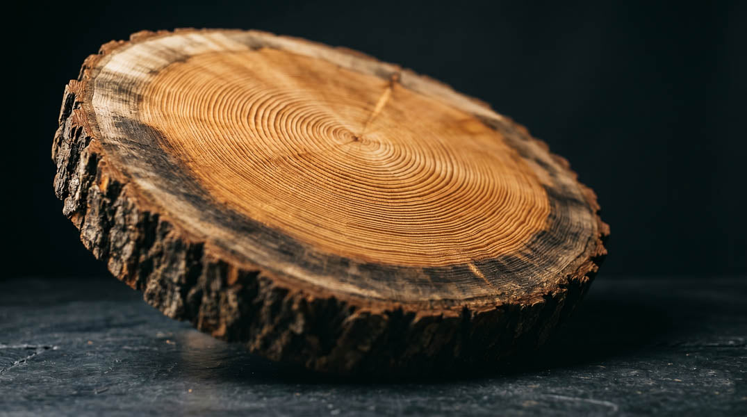 Cross-section of timber log showing annual rings, wood rarer than diamonds concept