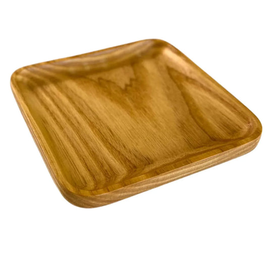Square Ashwood serving plate with smooth rounded edges and natural wood grain finish