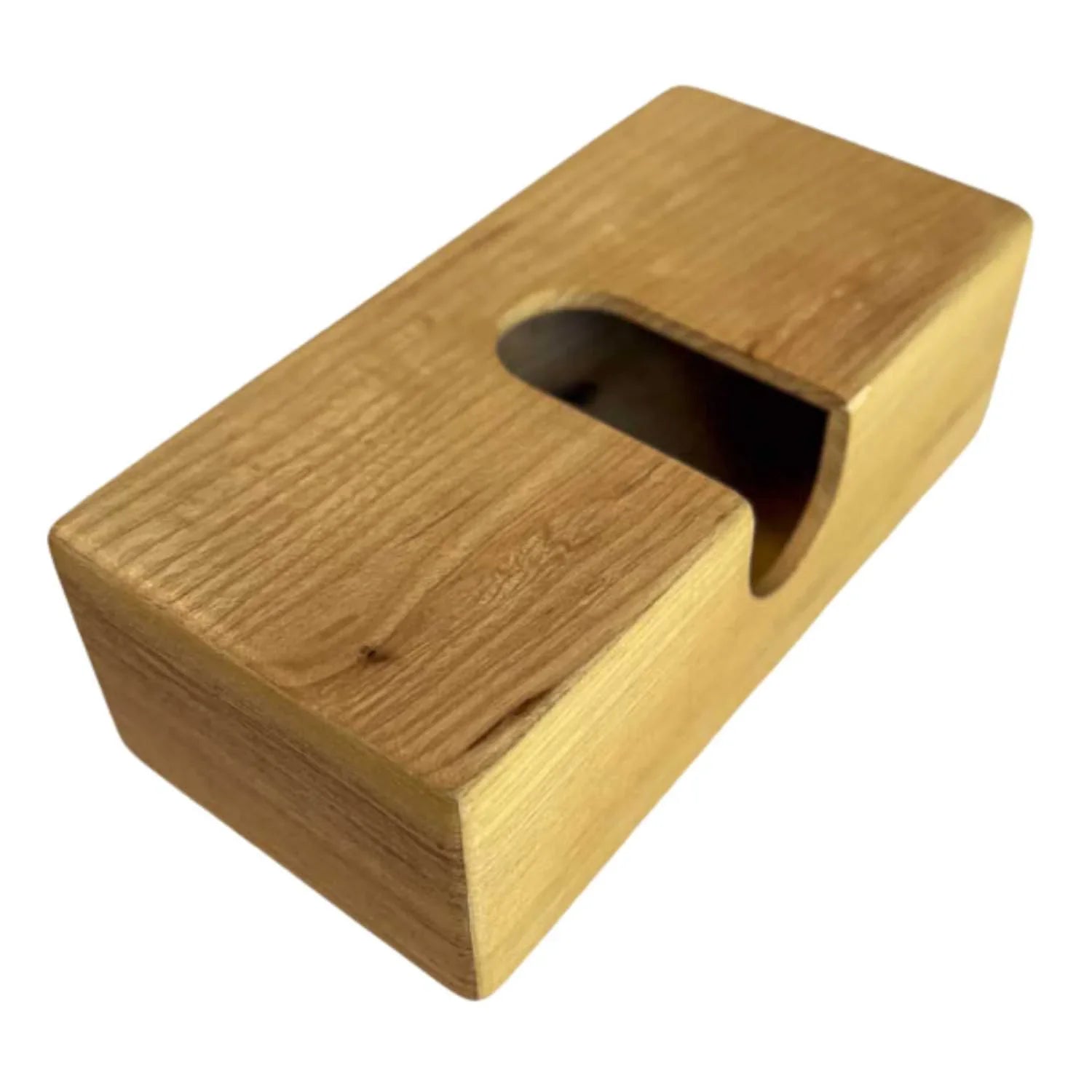Handmade ashwood rectangular tissue box holder with smooth finish and open slot on top