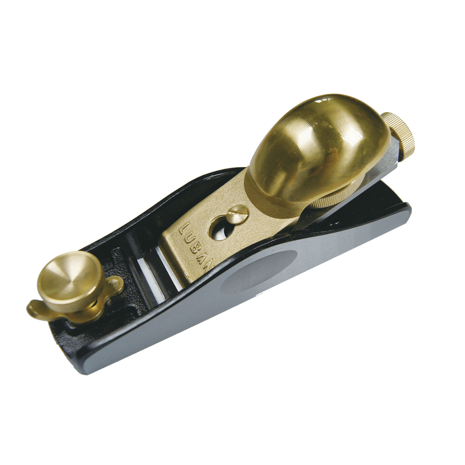 Luban 20-degree block plane with brass knob and lever cap, black body, woodworking hand tool