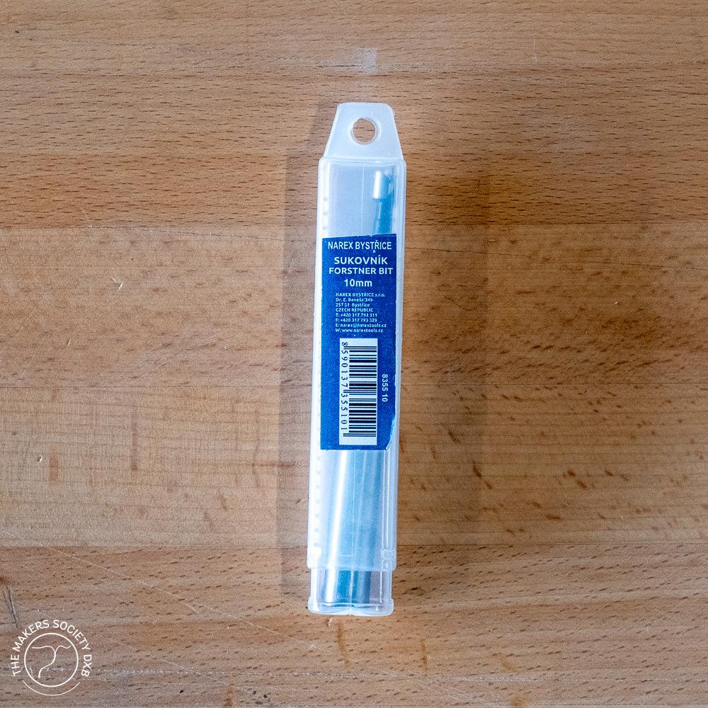10mm Narex Bystřice Forstner bit in clear plastic case on wooden surface