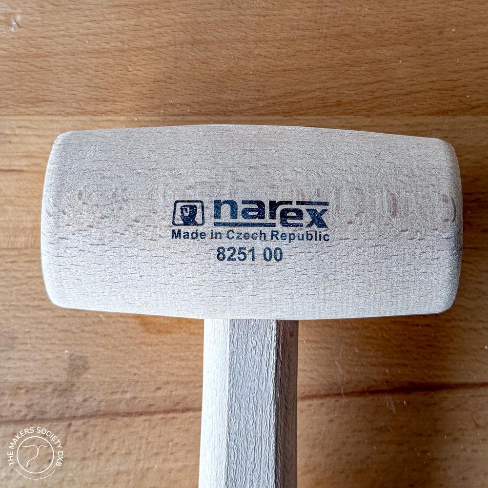 Narex wooden joiner mallet 60x120 mm, made in Czech Republic, top view on wooden surface