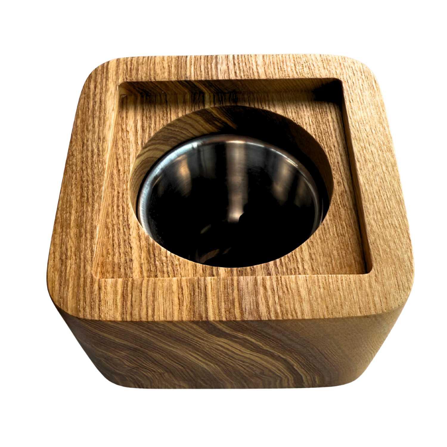 Handmade wooden incense holder with a stainless steel bowl insert from Dubai's makers community