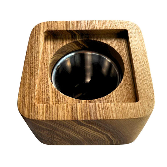 Handmade wooden incense holder with a stainless steel bowl insert from Dubai's makers community