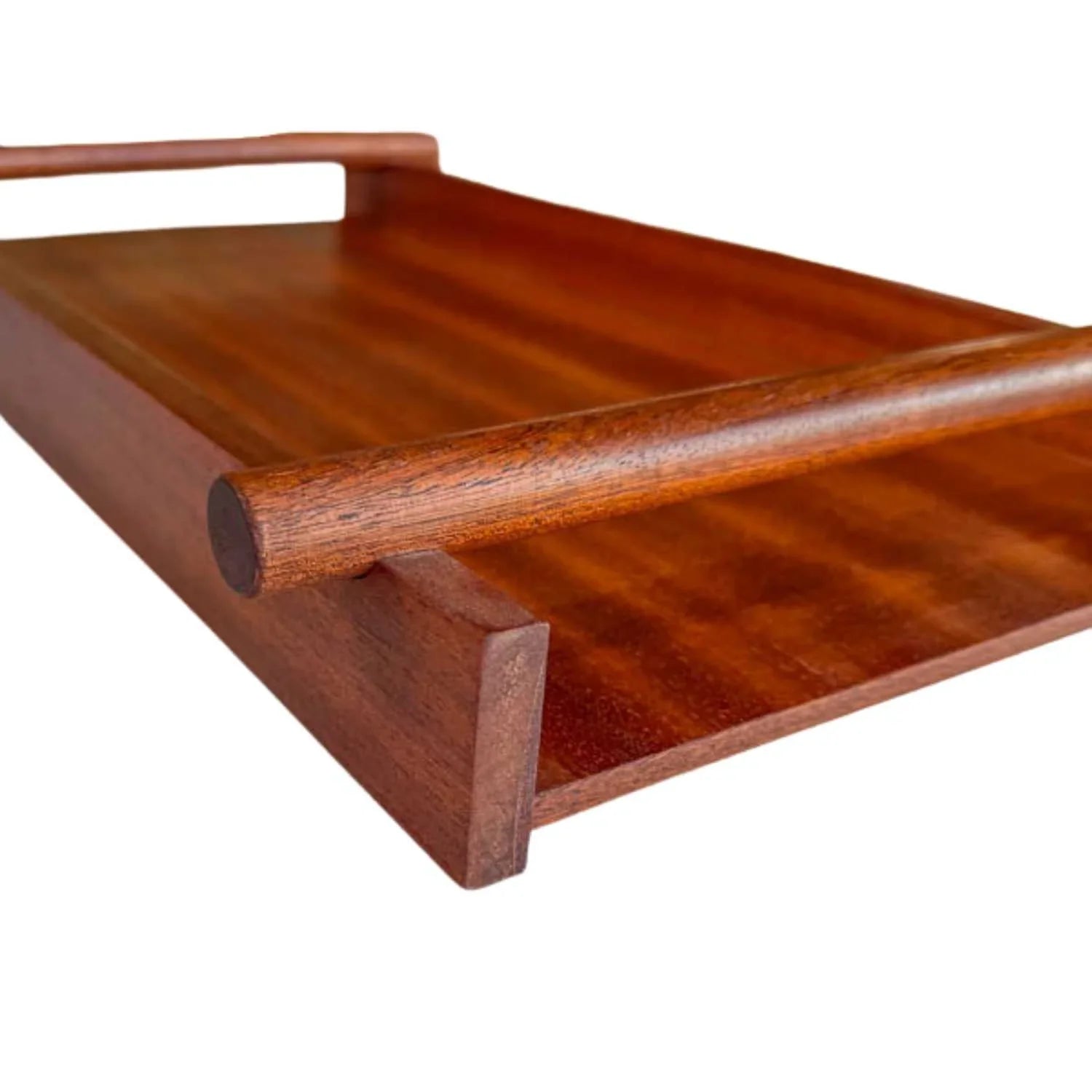 Elegant Japanese-style wooden serving tray with smooth finish and raised handles
