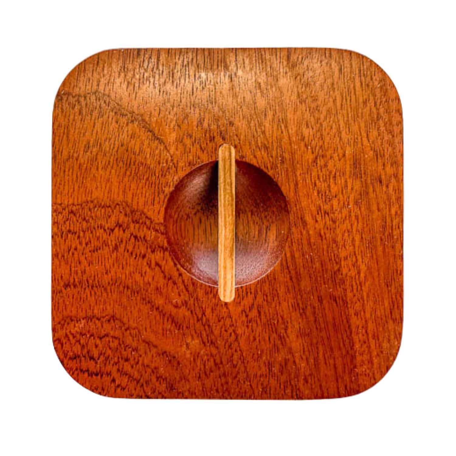 Square Japanese wooden bowl with lid, smooth polished wood grain, handcrafted design