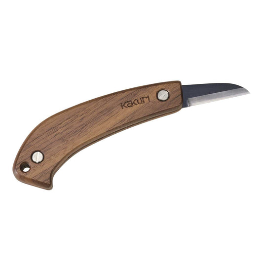 Kakuri folding knife with wooden handle on a white background