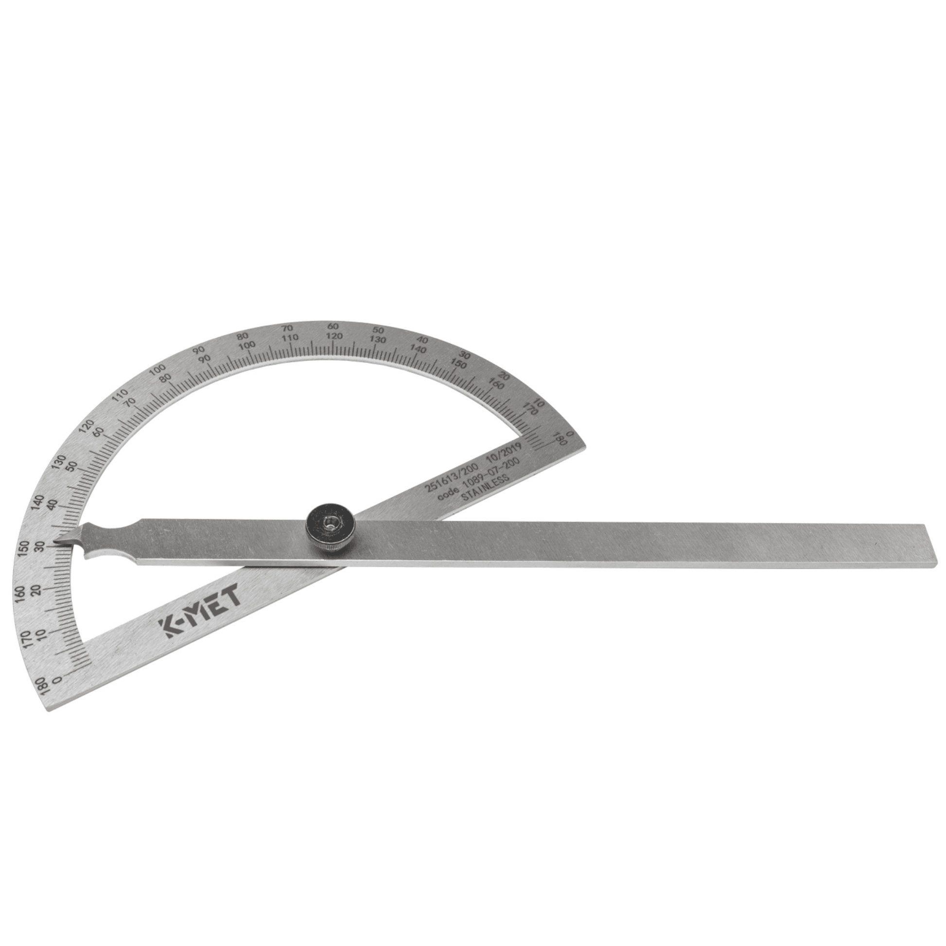 stainless steel K-MET protractor 180 degrees for precise woodworking measurements