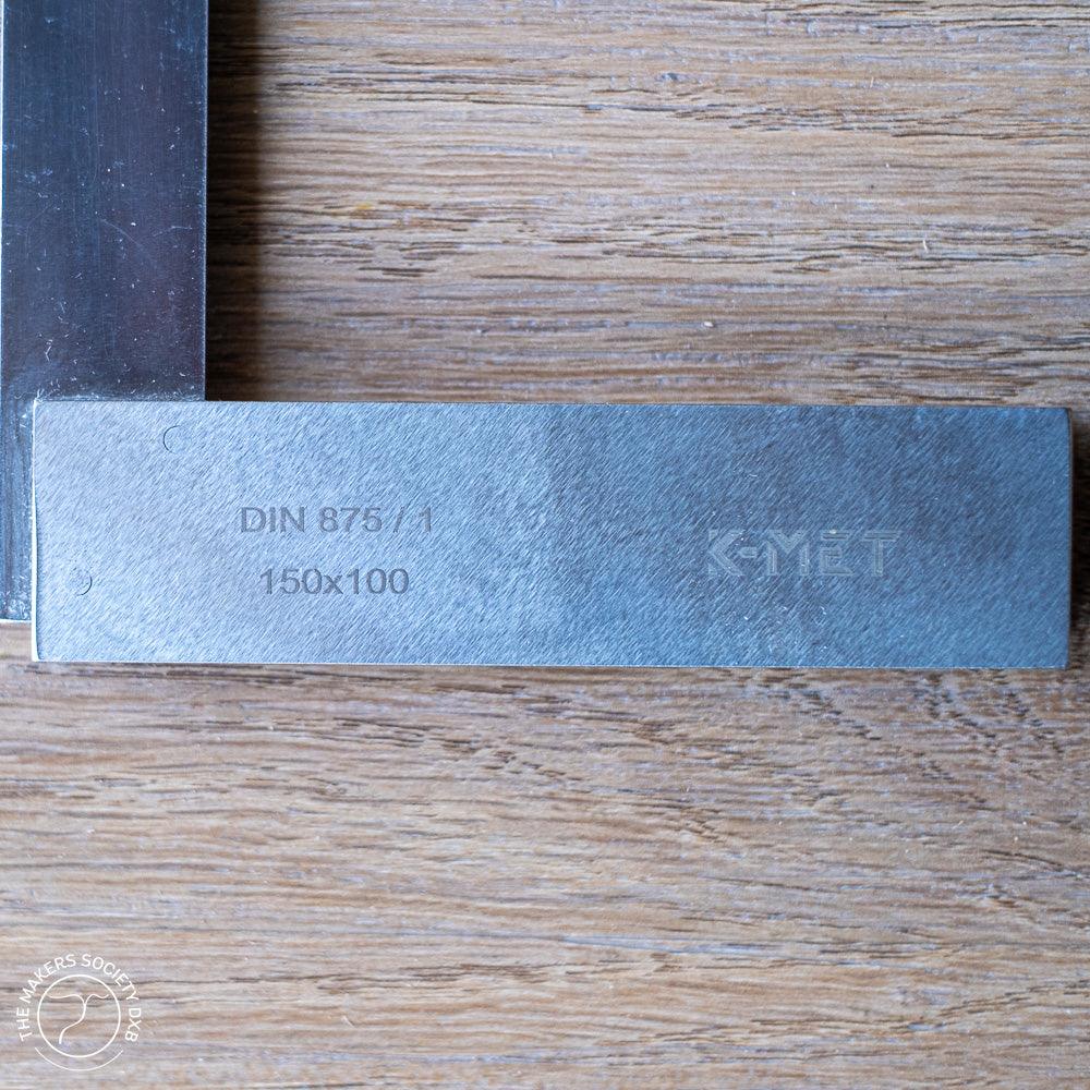 Kmet Precision Universal Square metal woodworking tool 150x100mm on wood surface