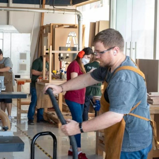 Person working on a project at The Makers Society using the full day rental pass